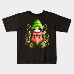 Green Gnome With Ornaments For St Patricks Day Kids T-Shirt